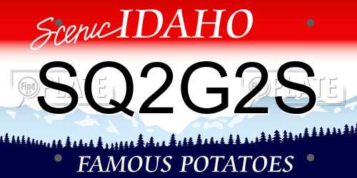 SQ2G2S Idaho License Plate