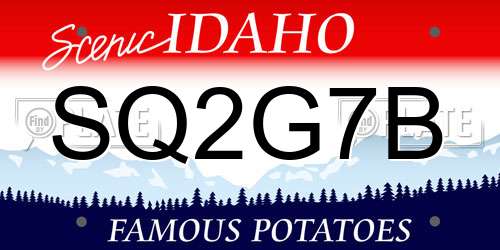 SQ2G7B Idaho License Plate