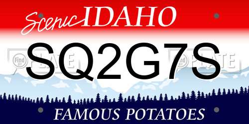 SQ2G7S Idaho License Plate