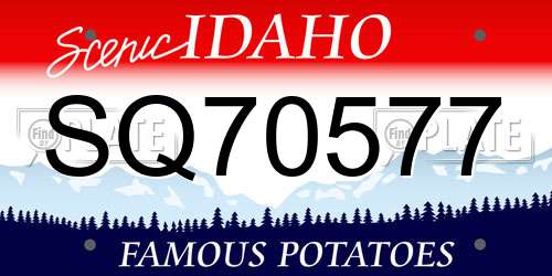 SQ70577 Idaho License Plate