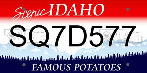 SQ7D577 Idaho License Plate