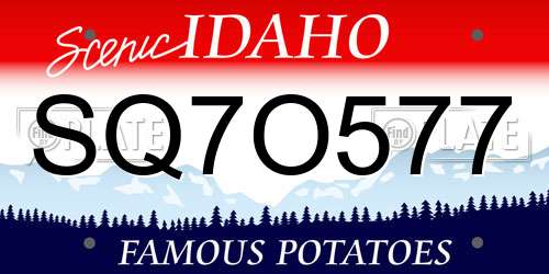 SQ7O577 Idaho License Plate