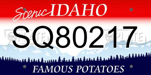 SQ80217 Idaho License Plate
