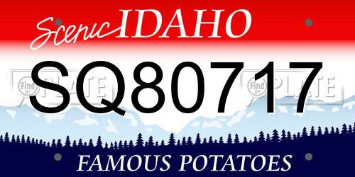 SQ80717 Idaho License Plate