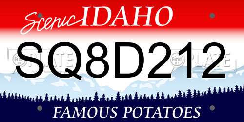 SQ8D212 Idaho License Plate