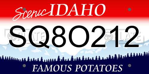 SQ8O212 Idaho License Plate