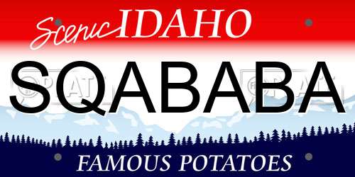 SQABABA Idaho License Plate