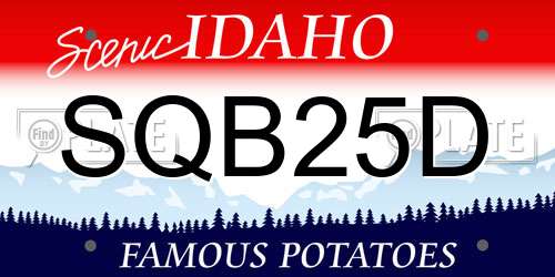 SQB25D Idaho License Plate