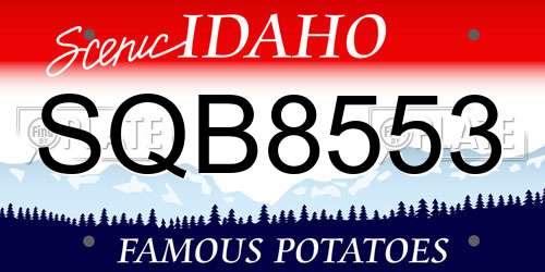 SQB8553 Idaho License Plate
