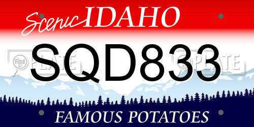 SQD833 Idaho License Plate