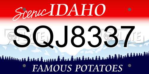 SQJ8337 Idaho License Plate