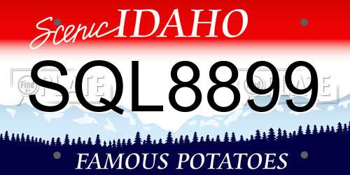 SQL8899 Idaho License Plate