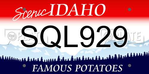 SQL929 Idaho License Plate