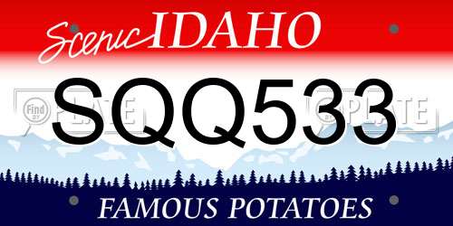 SQQ533 Idaho License Plate