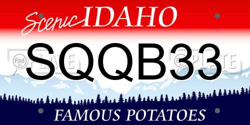 SQQB33 Idaho License Plate