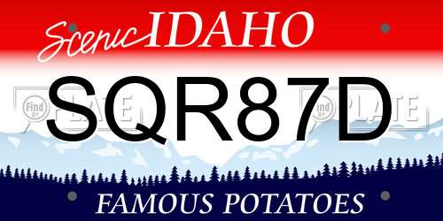 SQR87D Idaho License Plate