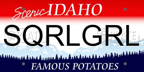 SQRLGRL Idaho License Plate
