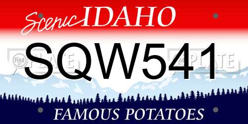SQW541 Idaho License Plate