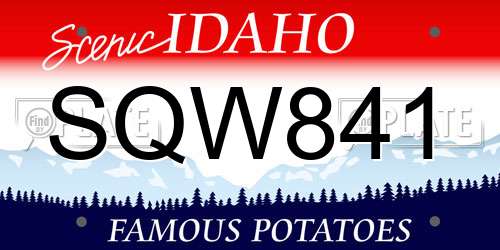 SQW841 Idaho License Plate