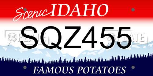 SQZ455 Idaho License Plate