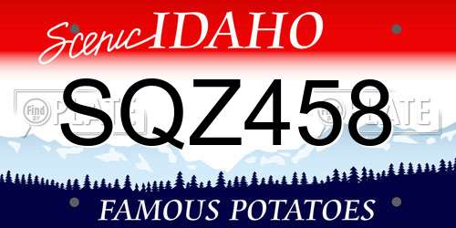 SQZ458 Idaho License Plate