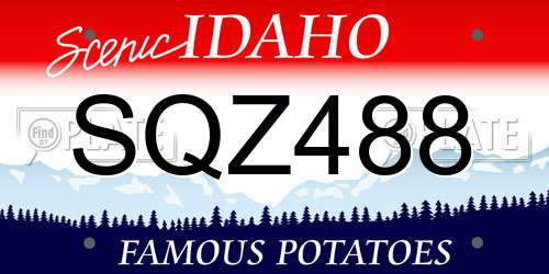 SQZ488 Idaho License Plate