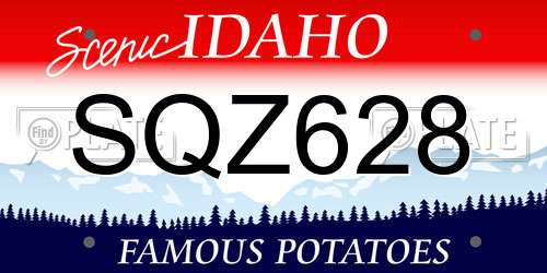 SQZ628 Idaho License Plate