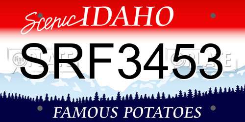 SRF3453 Idaho License Plate