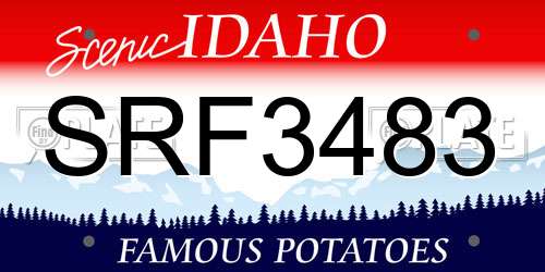 SRF3483 Idaho License Plate