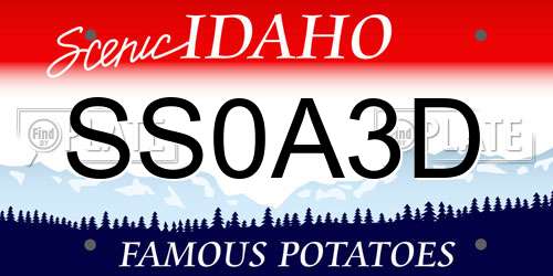 SS0A3D Idaho License Plate