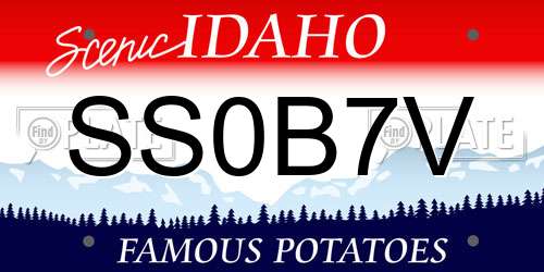 SS0B7V Idaho License Plate