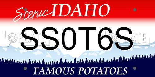SS0T6S Idaho License Plate