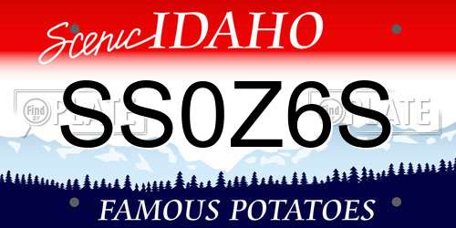 SS0Z6S Idaho License Plate