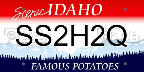 SS2H2Q Idaho License Plate