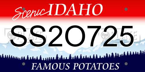 SS2O725 Idaho License Plate