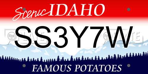 SS3Y7W Idaho License Plate