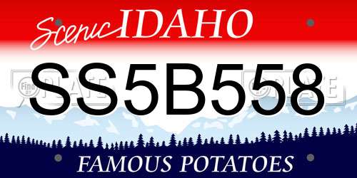SS5B558 Idaho License Plate