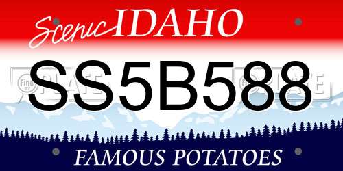 SS5B588 Idaho License Plate