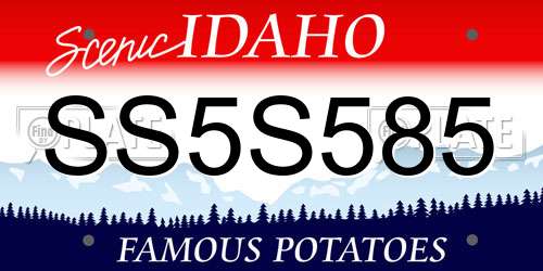 SS5S585 Idaho License Plate