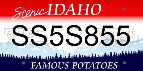 SS5S855 Idaho License Plate