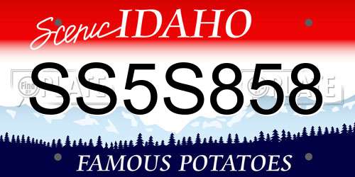 SS5S858 Idaho License Plate