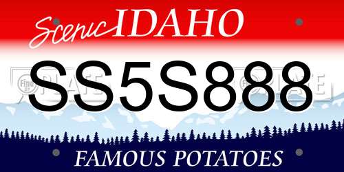 SS5S888 Idaho License Plate