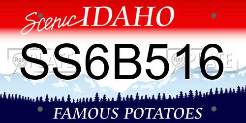 SS6B516 Idaho License Plate