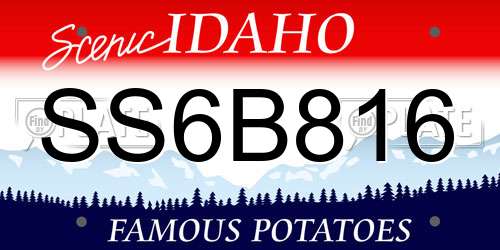 SS6B816 Idaho License Plate