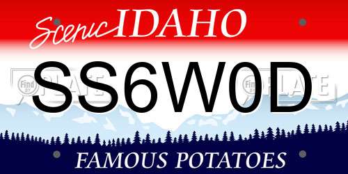 SS6W0D Idaho License Plate