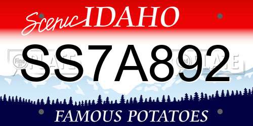 SS7A892 Idaho License Plate