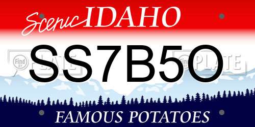 SS7B5O Idaho License Plate