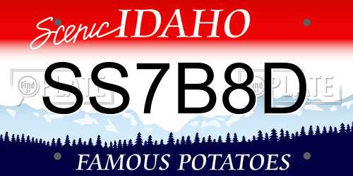 SS7B8D Idaho License Plate