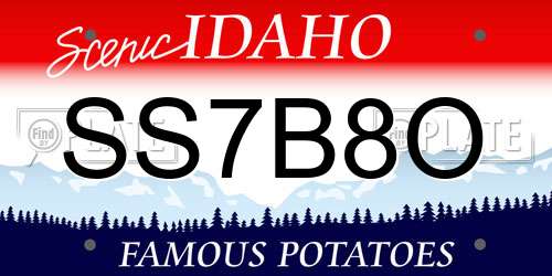 SS7B8O Idaho License Plate