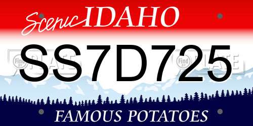 SS7D725 Idaho License Plate
